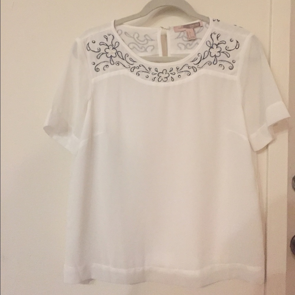 White beaded top- S/forever 21