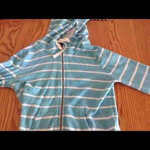Blue and white striped hood/sweatshirt