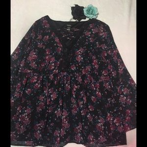 Flower print boho top