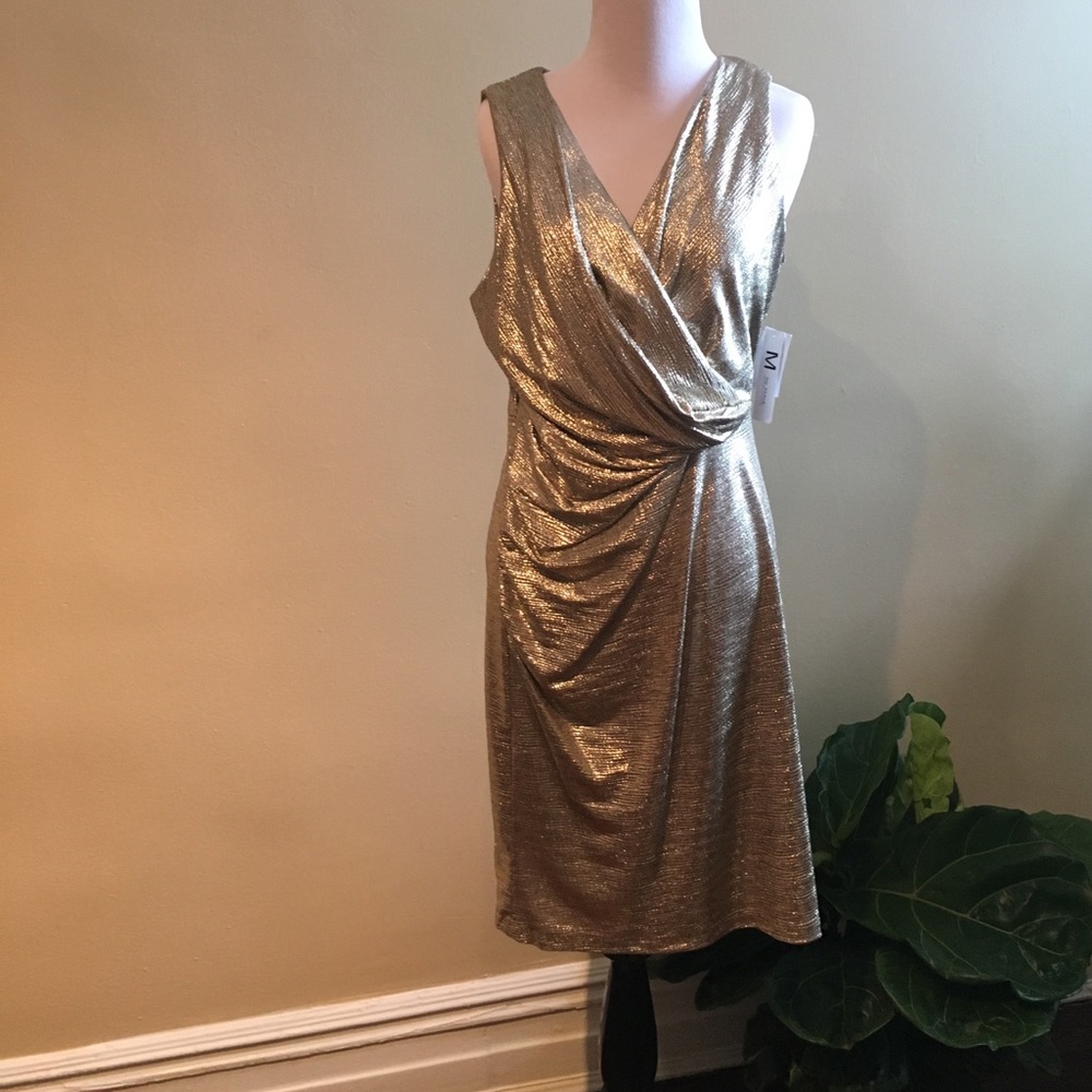 NWT M by Miaia gold shimmery designer dres