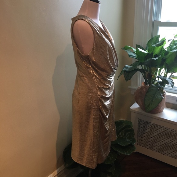 NWT M by Miaia gold shimmery designer dres - Picture 2 of 3