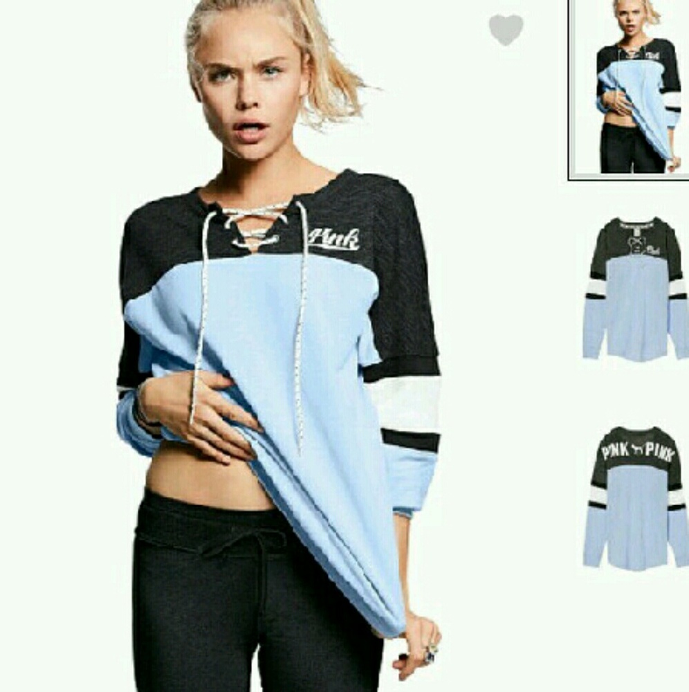 Trading***Vs Pink lace up Varsity Crew