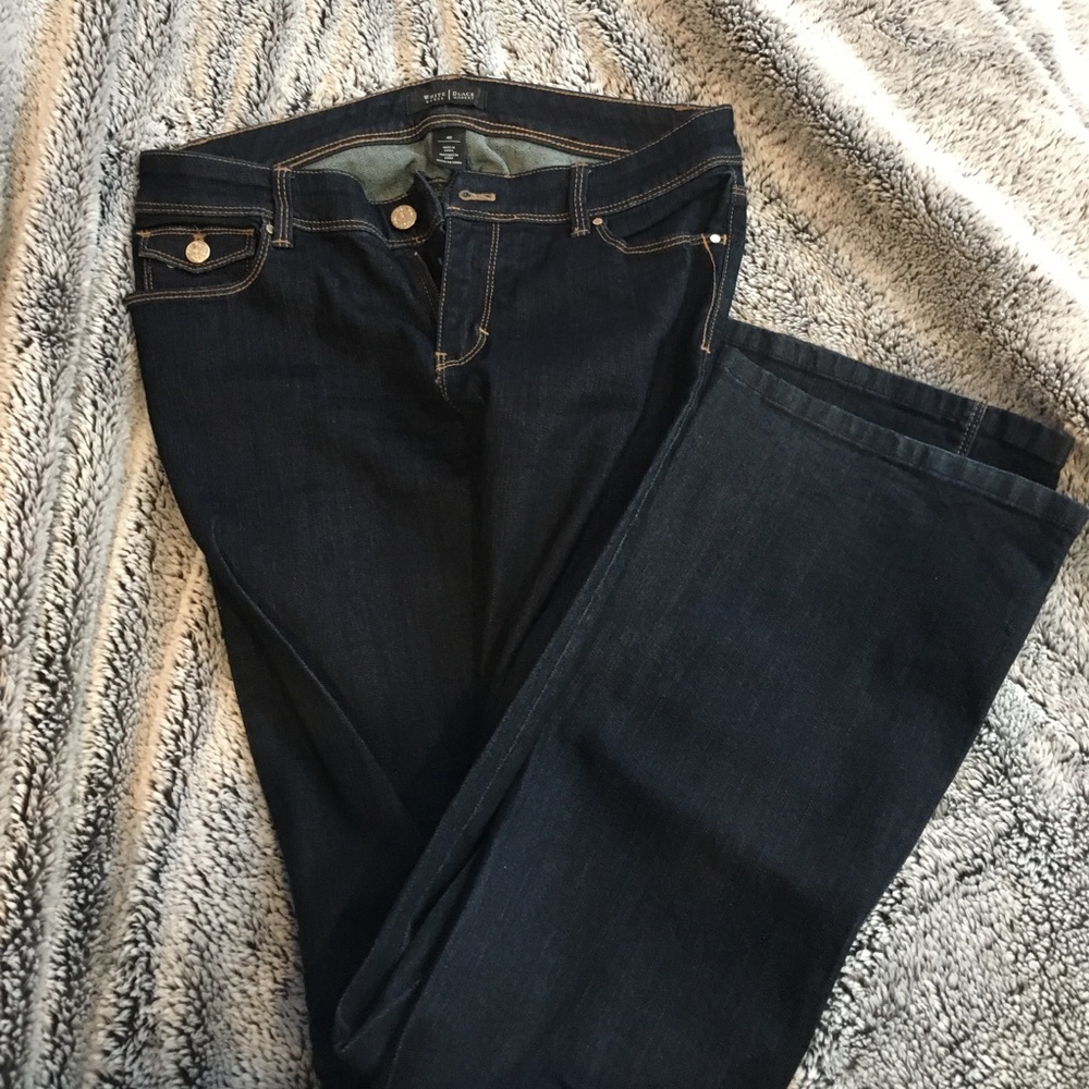 WHBM Flare leg dark wash jeans