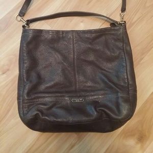 Chcolate brown leather coach bag!