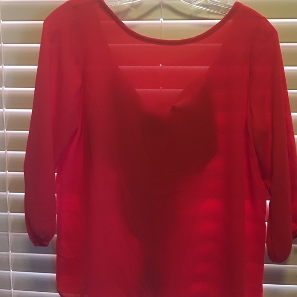 Boutique style red blouse with black bow on back - Picture 2 of 2