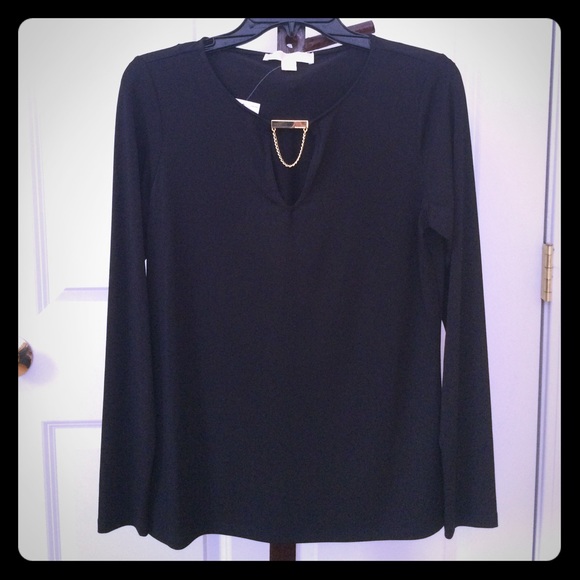 Michael Kors Medium Black Long Sleeve Blouse - Picture 1 of 5