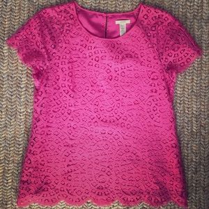 JCREW PINK LACE TOP