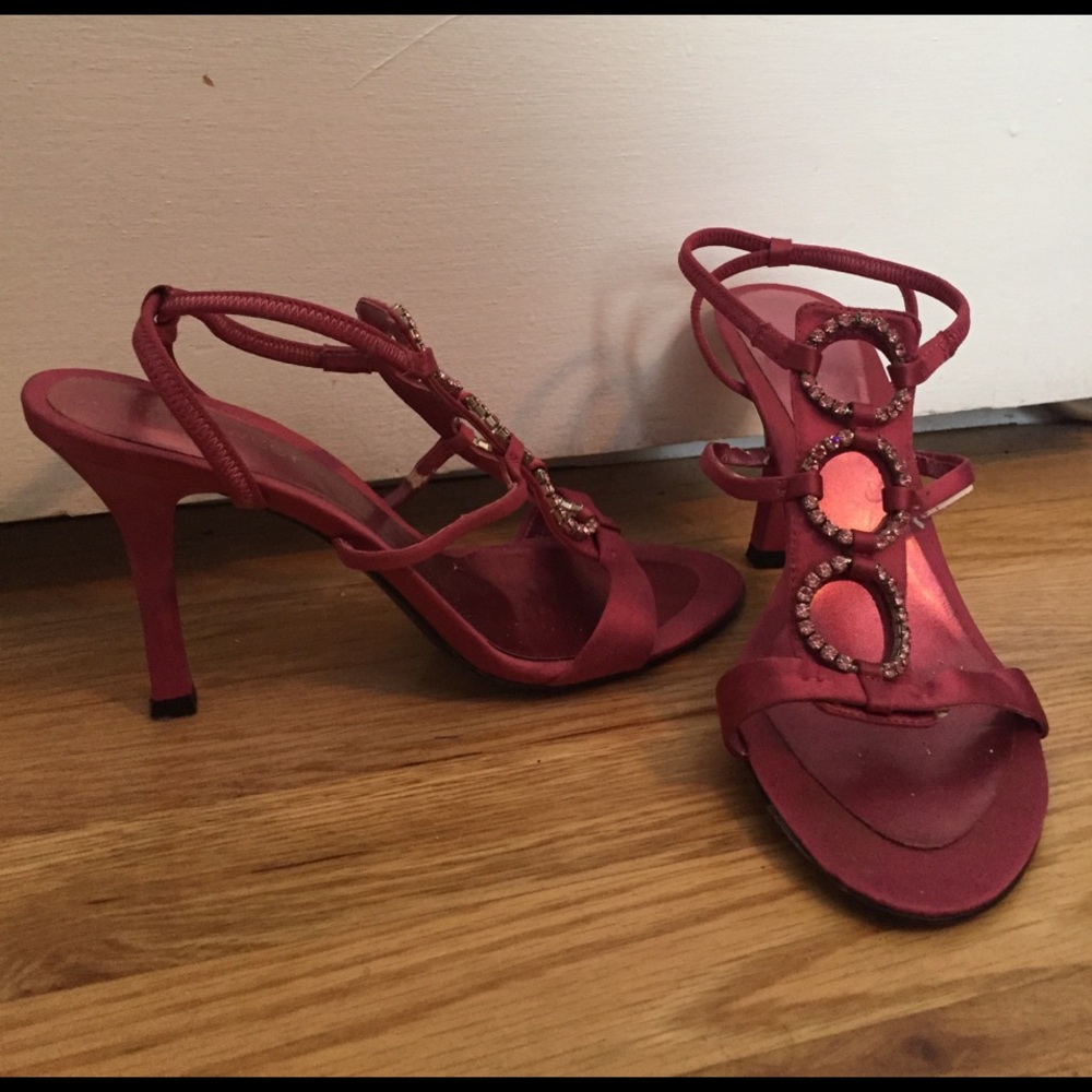 Fuchsia jeweled heels