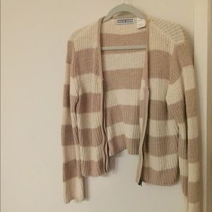 Dress barn- Small- White/tan zip cardigan