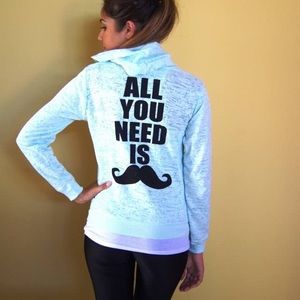 Derek Heart All you need is Mustache Hoodie Jacket