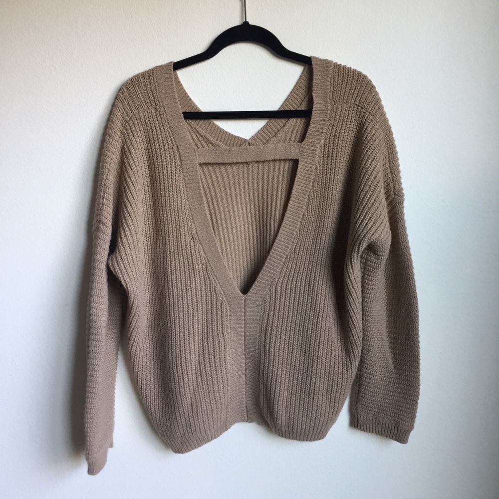 Mossimo Tan Chunky Knit Low-Back Sweater