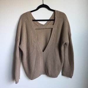 Mossimo Tan Chunky Knit Low-Back Sweater