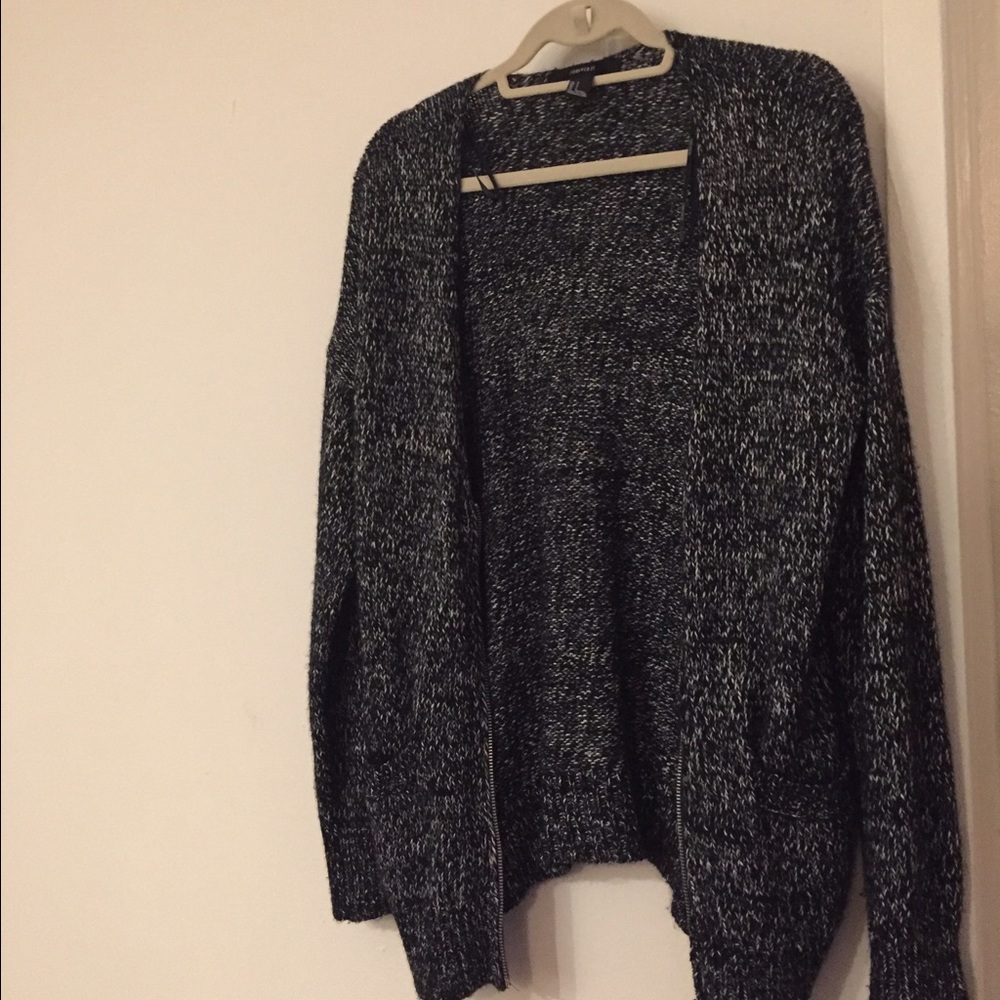 Forever 21 black zip cardigan, small