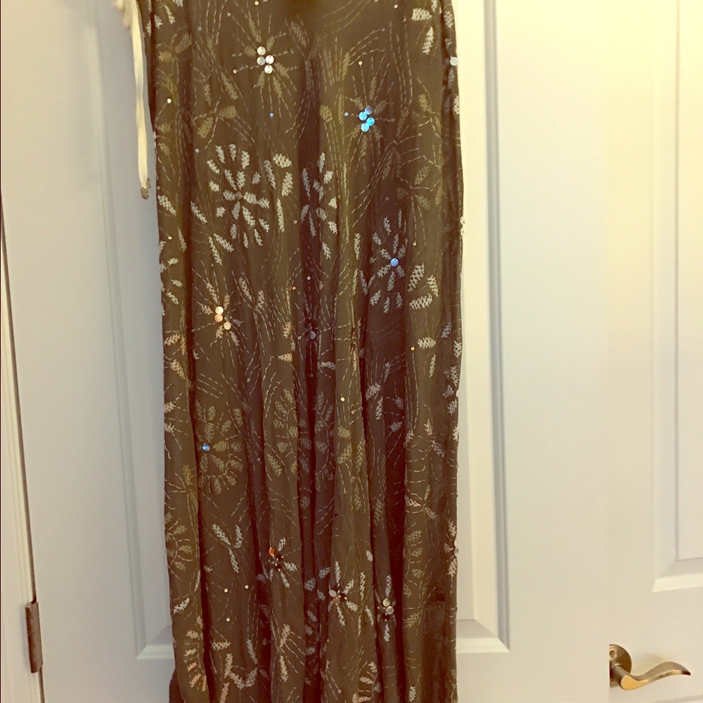 Chan Luu dark gray maxi skirt with sequins