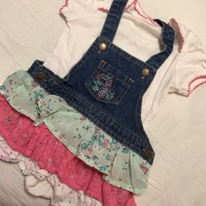 Adorable overall dress with onesie!