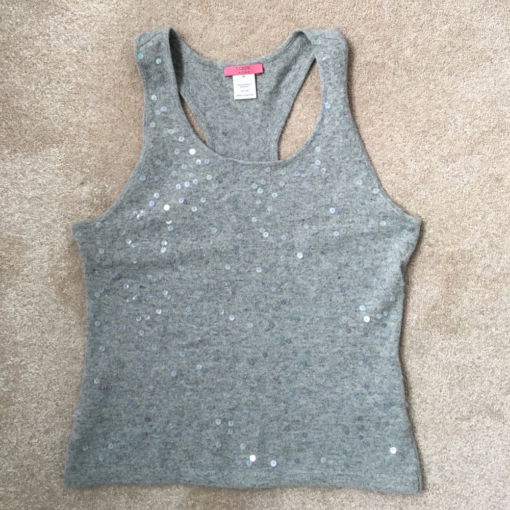 J. Crew Enjoy gray sequin racerback wool tank top