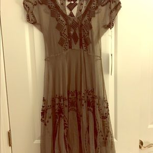 Biya gray dress with embroidery