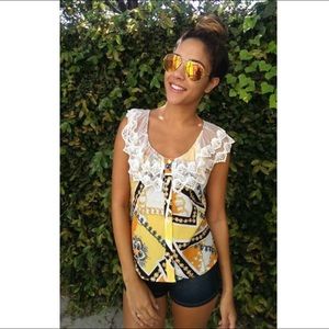 Available Versace Print Lace Top