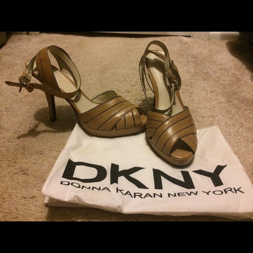 DKNY leather nude heels. Only worn in the house