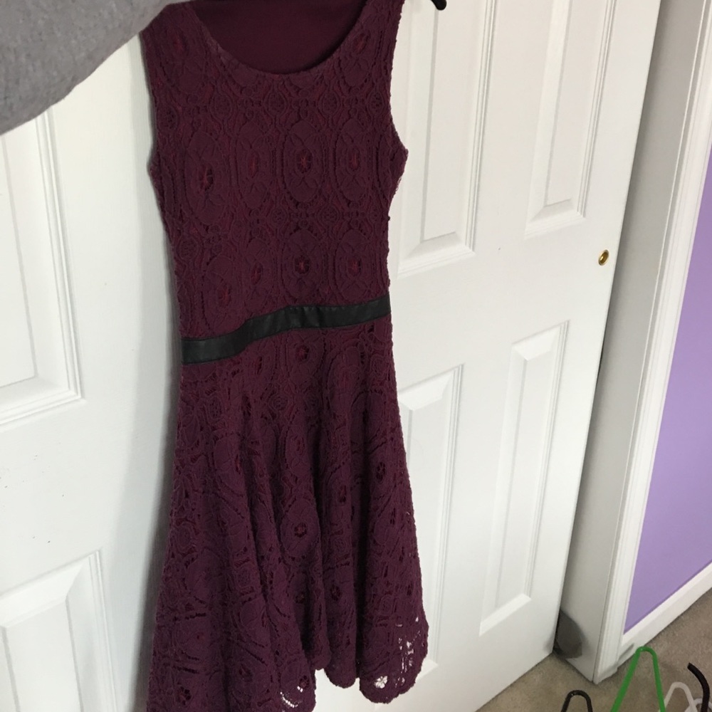 Burgundy tank top lace dress with cutout!