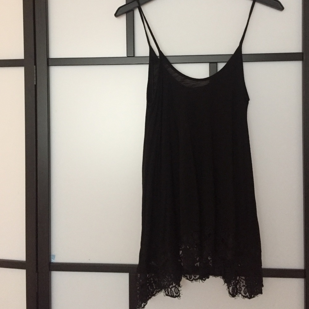 Black tank top with lace trim