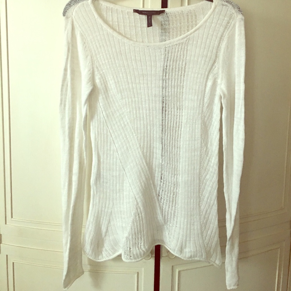 BCBGMaxAzria White Linen Cotton sweater size Small