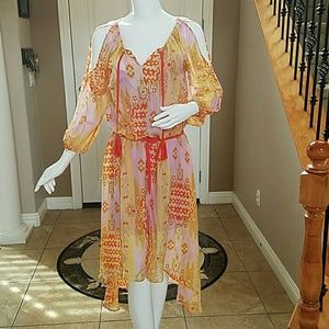 Line & Dot midi, hi-low dress.