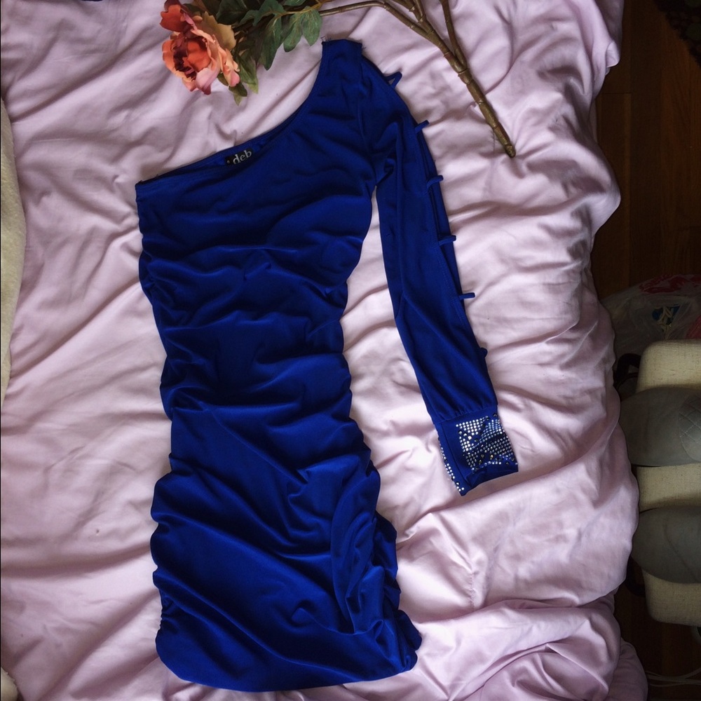 One sleeve semi formal dress