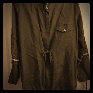 Olive green jacket with embellishments