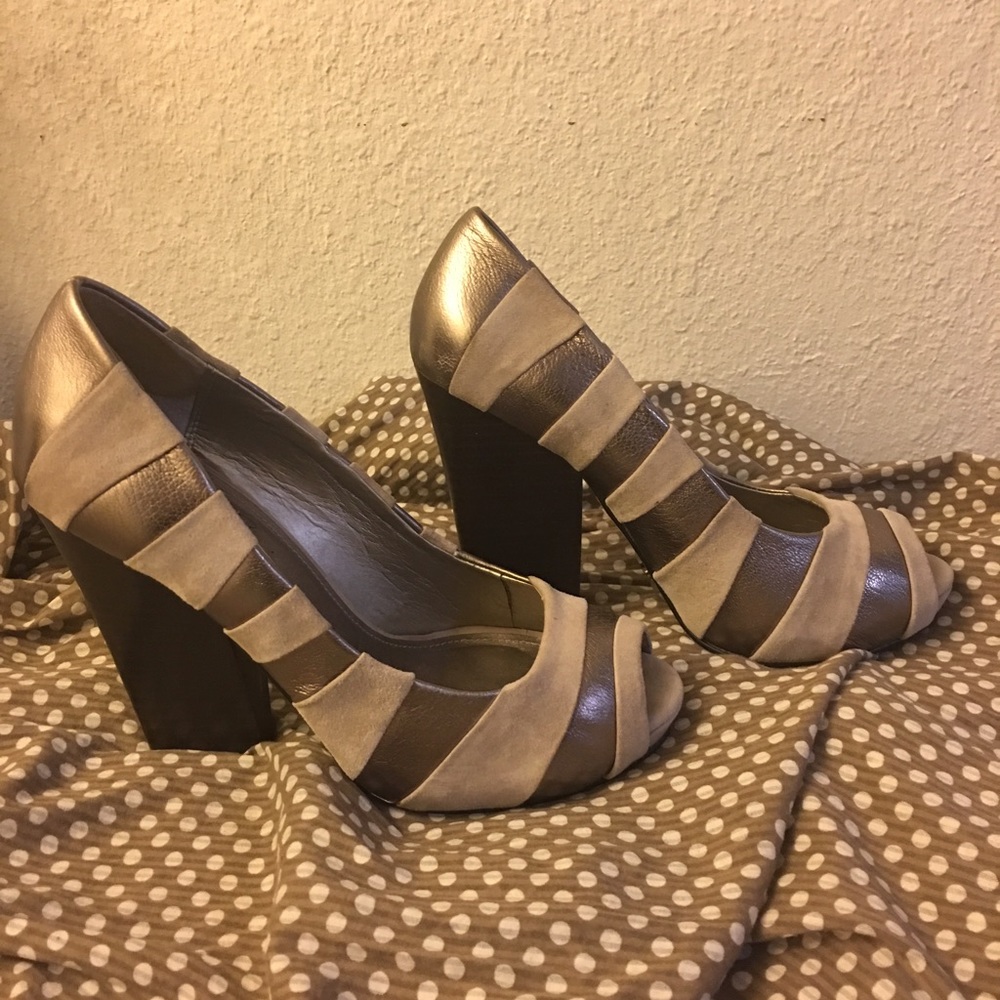 Fergie Blitz Peep Toe Shoes in Taupe
