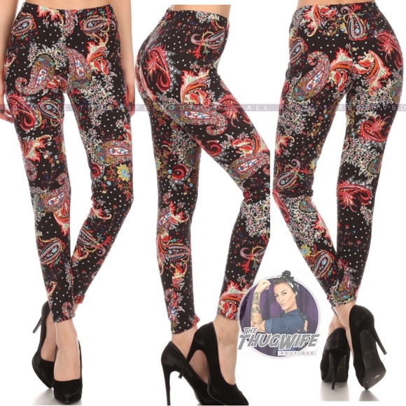 NOW IN PLUS ! Bright Paisley butter soft leggings - Picture 7 of 8