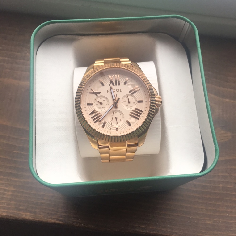 Gold Fossil Watch