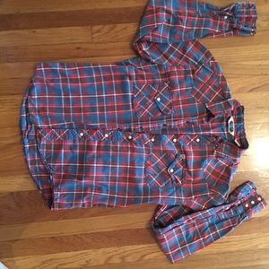 Vintage plaid SV button down flannel in cotton.