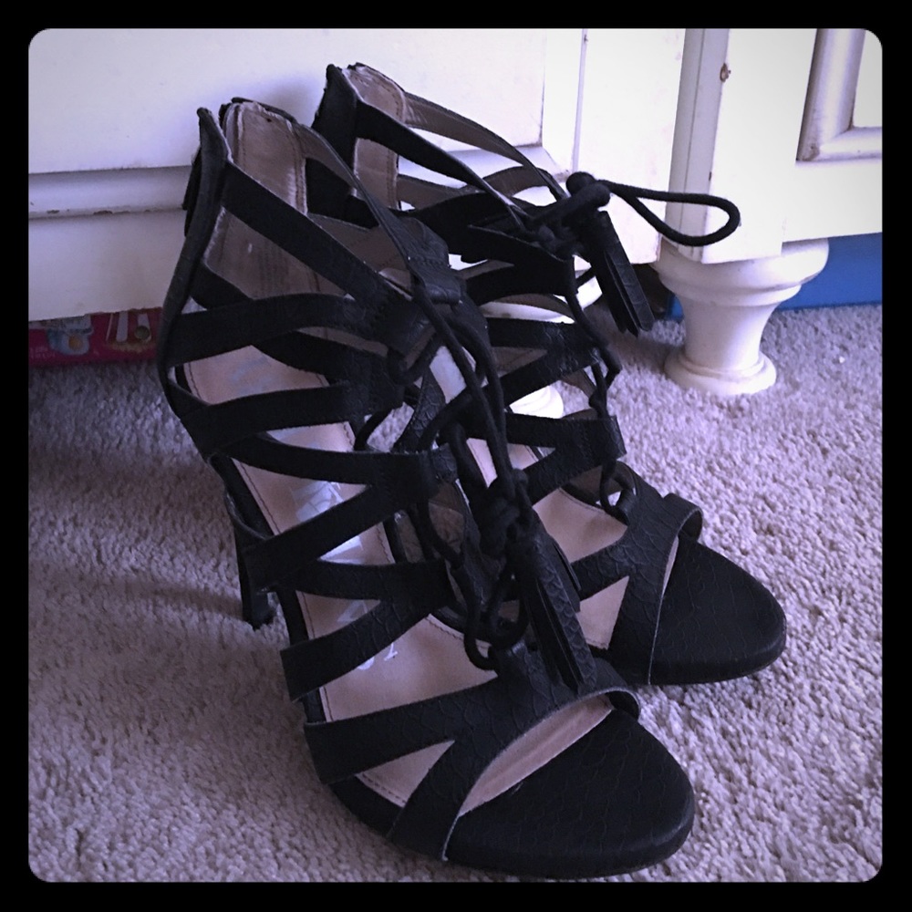 Strappy heels.