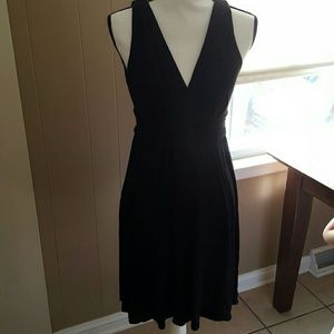 Deep V Neck Black Dress