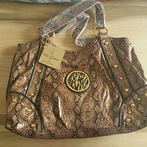 Brown snakeskin baby pat bag