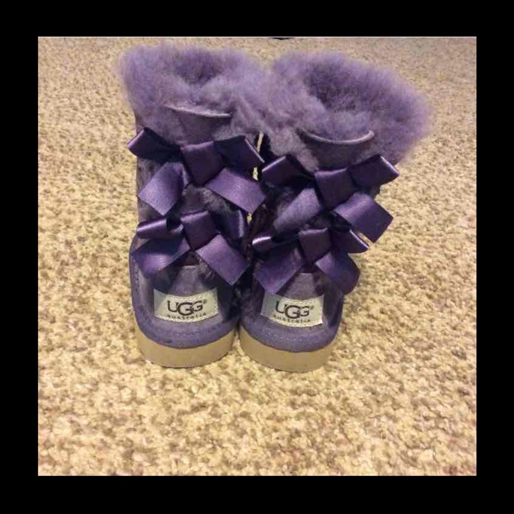 Purple Bailey bow toddler uggs