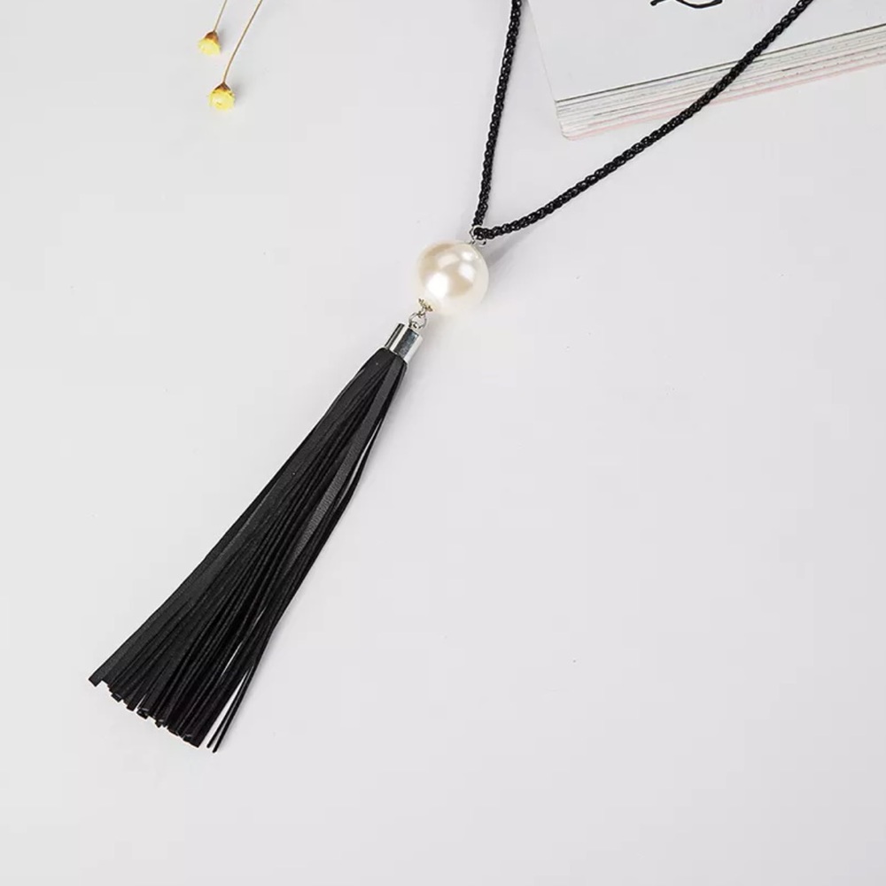 🎁Long fashion Chunky Pearl Tassel necklace - Picture 3 of 8