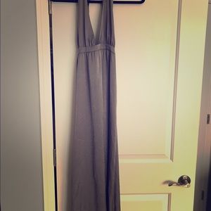 Gray silk maxi halter top