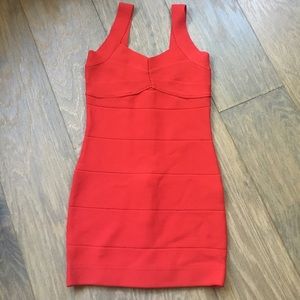 Red bandage dress.