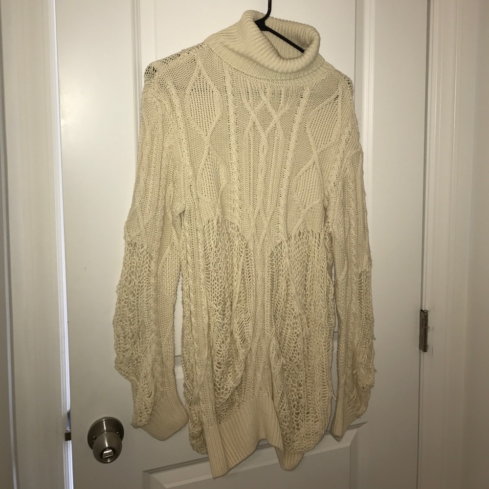 Nasty Gal shredded cable knit turtleneck sweater