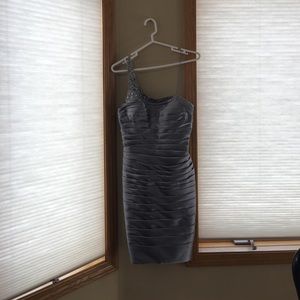 Silver one shoulder party dress