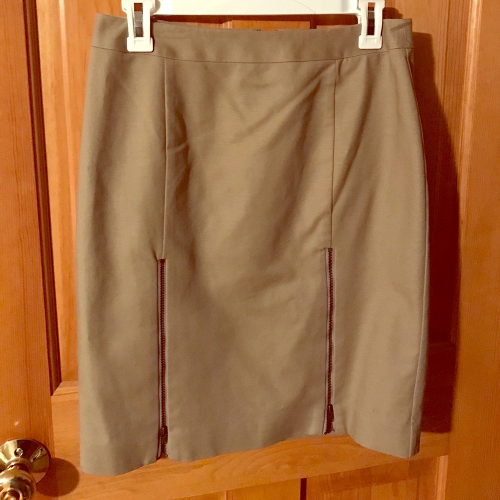 Knee length tan pencil skirt