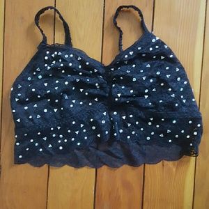 PINK Black Bling Lace Bralette