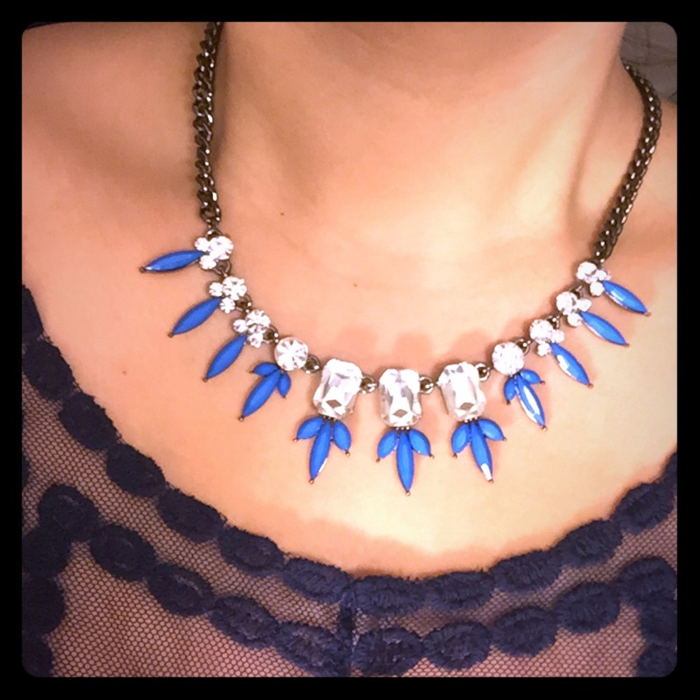 NWT Cobalt Blue Drop Crystal Necklace