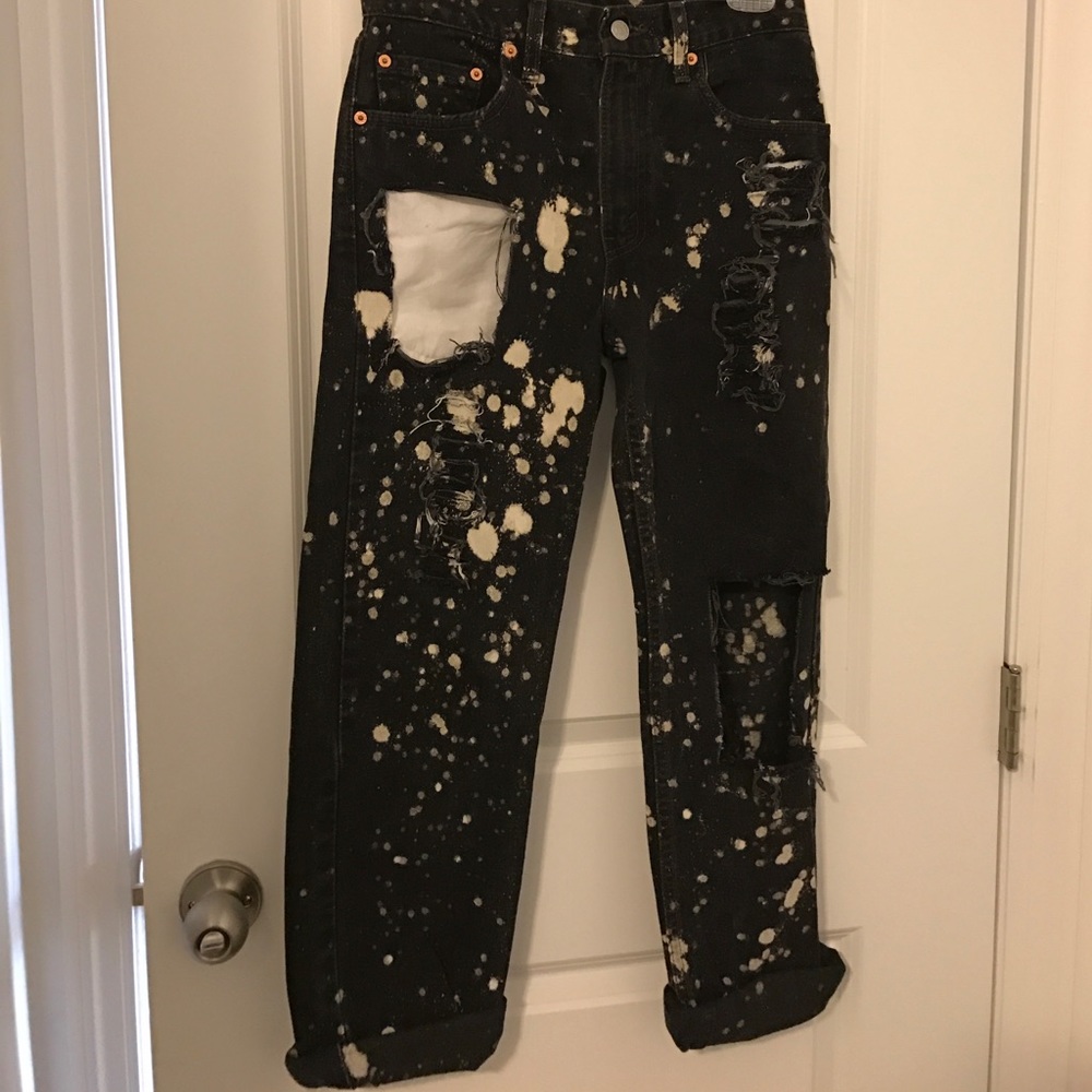 One of a kind Levi's bleach stained jeans