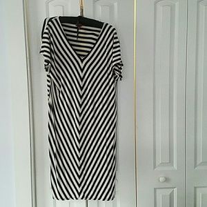 Navy and white shirt dress