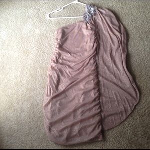 LAST CHANCE! Glitter Gold One Shoulder Dress