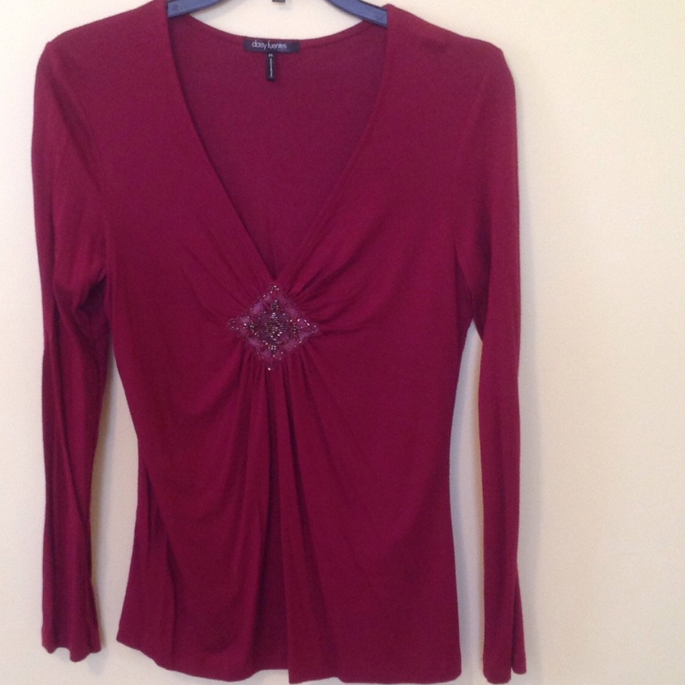 Women's Red Blouse w/ Bronze Sparkling, holiday