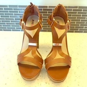 Brown platform heels